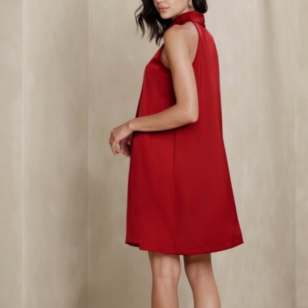 NWT Banana Republic Red Satin Mini Dress Size S - Picture 2 of 11